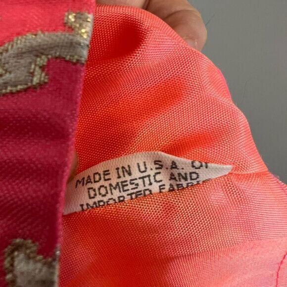 Vintage David Meister Women’s 4 Pink & Gold Cocktail Mini Dress Spaghetti Strap - Picture 6 of 13